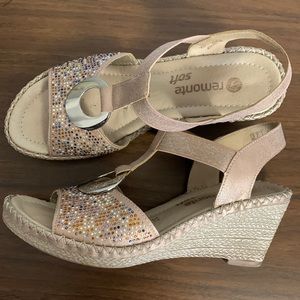 2/$30. Remonte champagne glitter sandals size 37